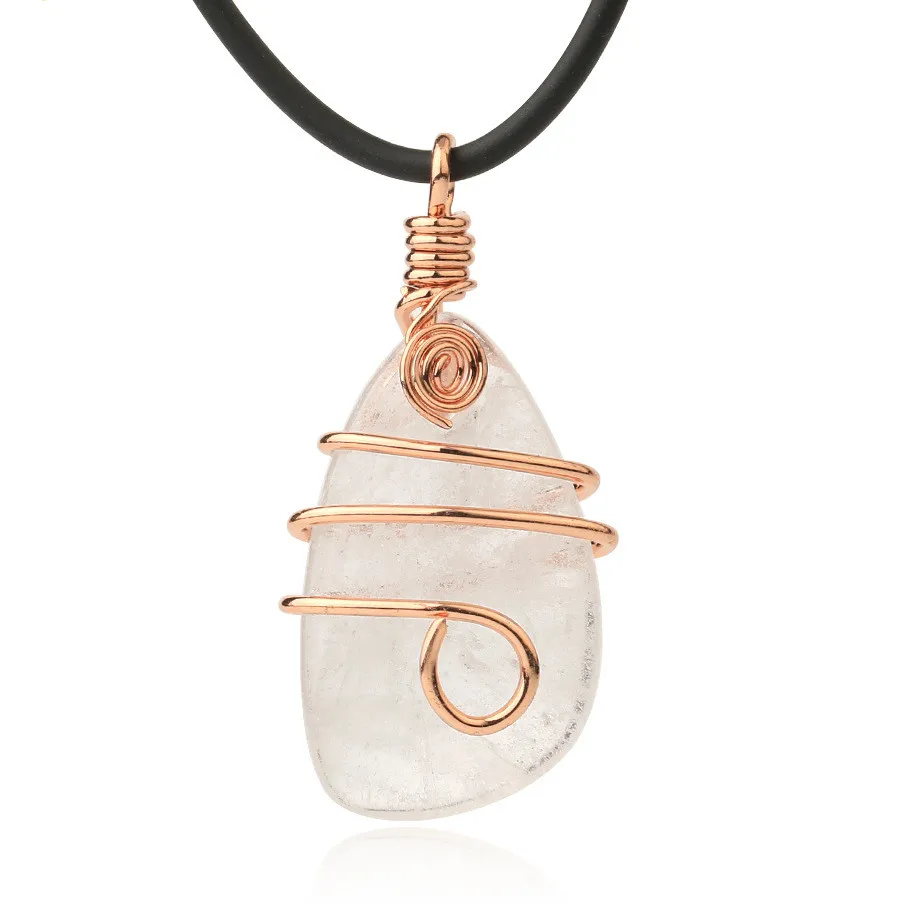 Натуральное сырое аметистовое каменное подвесное ожерелье для женщин, обернутых проволоки, нерегулярные кристаллы чакр с двумя разными цепями293i