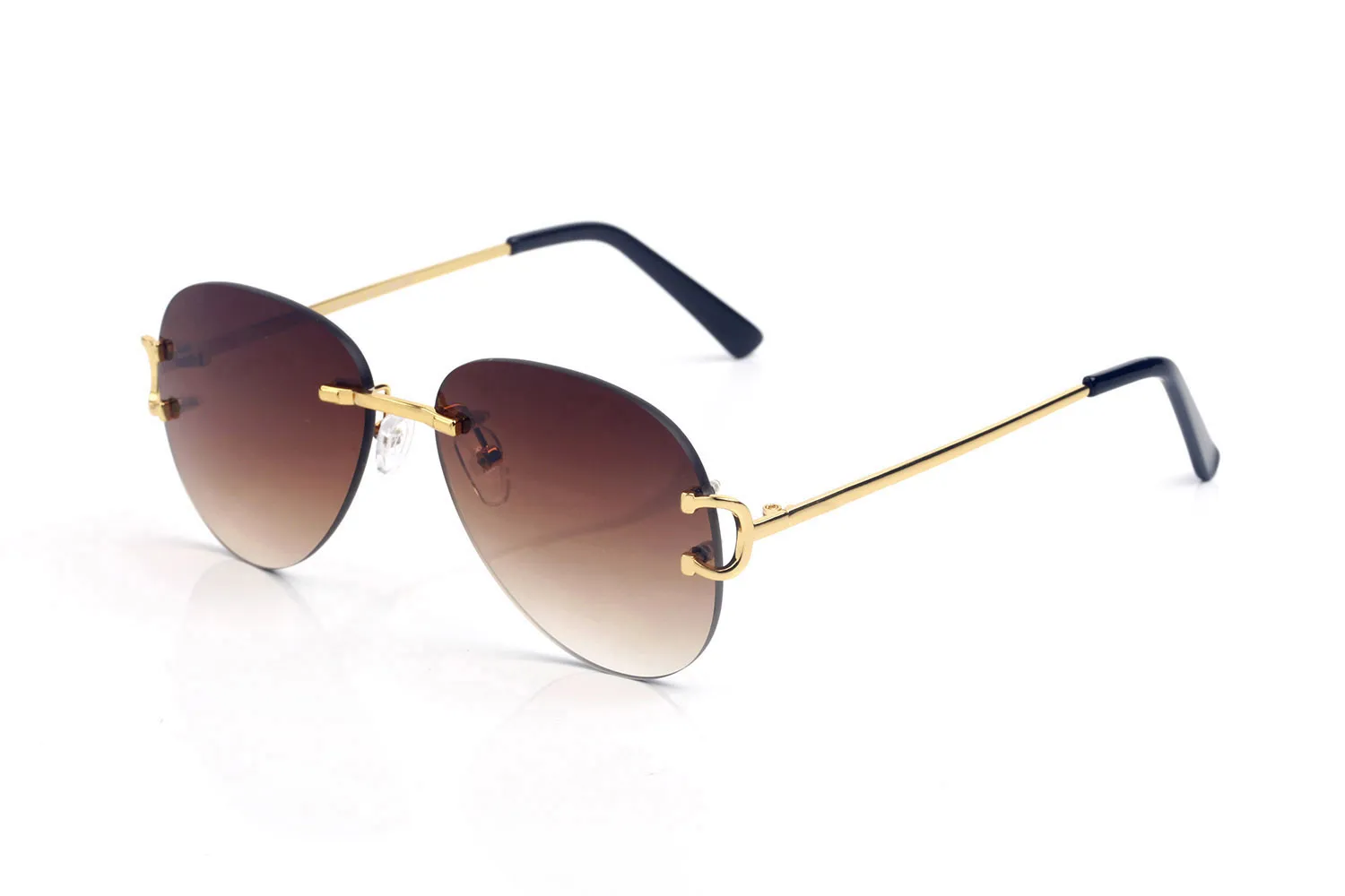 Classic Mens Sunglasses Brand Design UV400 Eyeglasses Metal Gold Frame Sun glasses Men Women Tiny wire Alloy Eyewear Frames With R270r