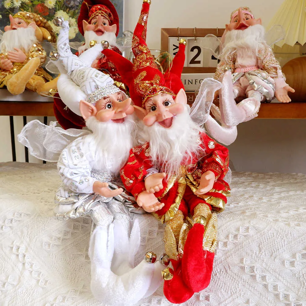 Abxmas elf دمية لعبة عيد الميلاد قلادة الحلي ديكور شنقا على الرف الدائمة الديكور نافيداد السنة الهدايا 211018