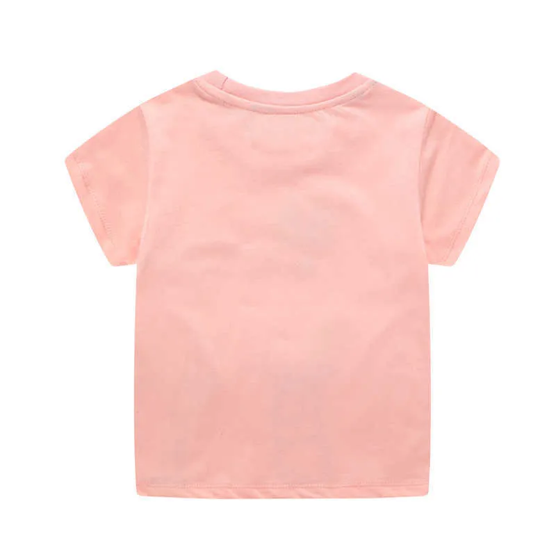 Metri da salto Estate Unicorno Ragazze T-shirt Vestiti di cotone bambini Animali Stampa Moda Bambini T-shirt a maniche corte 210529