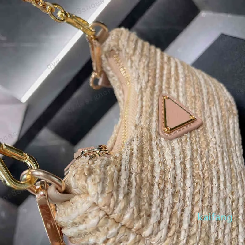 2022-Summer Sunshine Triangle Pula Straw woven bag designer 핸드백 Brand268W 여성을위한 토트