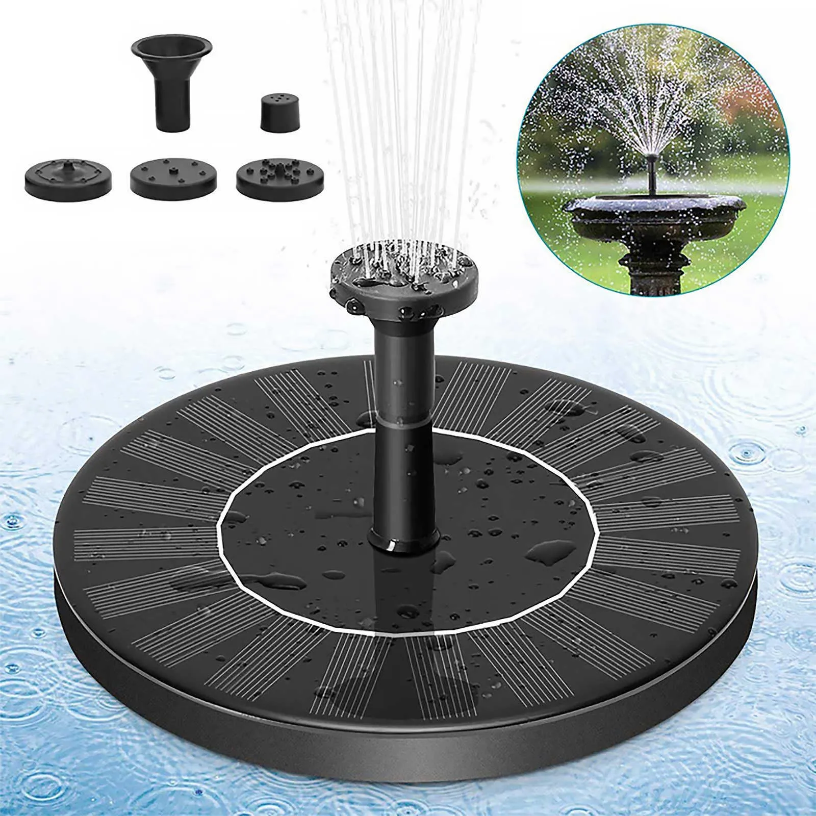 Fontaine d'eau solaire améliorée Piscine Automne Bain d'oiseau Pompe autoportante Décor de jardin Solaire # 9 210713
