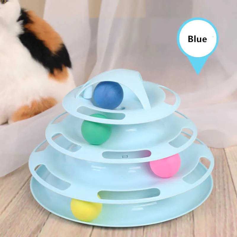 Pet Cat Toy Tower Tracks Disc Cat Intelligence Amusement Disque Play Track Cat Toys Ball Training Amusement Plate 210929