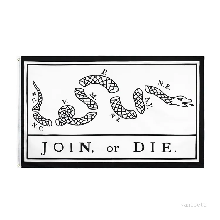 Banner-Flaggen, 8 Designs, 90 x 150 cm, 90 x 150 cm, US-amerikanische Tea-Party-Flagge „Don't tread on me Snake“, „Join or Die“-Flaggen-Partyzubehör, T2I52245