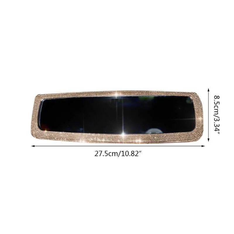 Crystal Diamond Sparkle Universal Car Interior Rear View Mirror Driving Safety Mirror Cover Trim for Women Girls210n