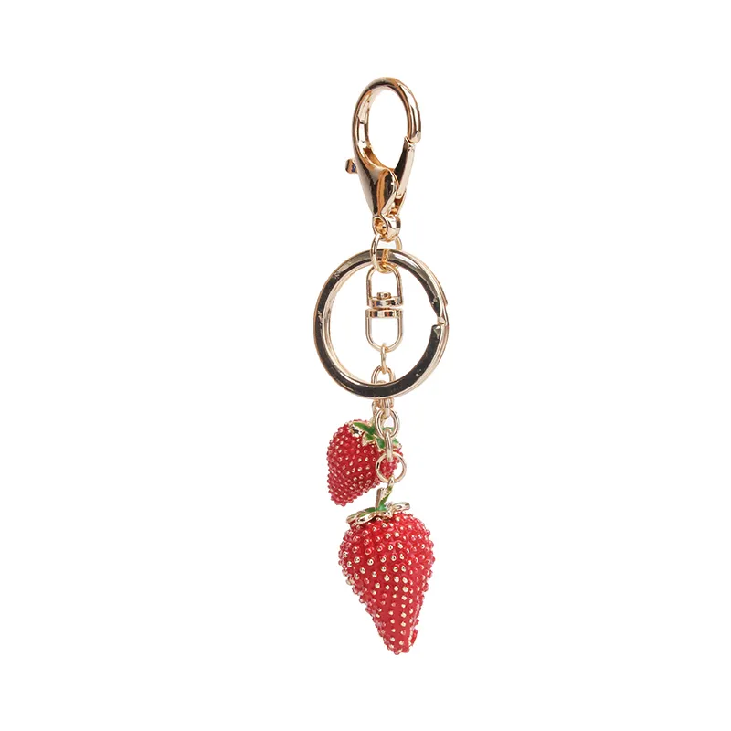 Porte-clés rouge fraise pour femmes et filles, bijoux simulés de fruits, mignon, porte-clés de voiture, meilleur ami, 1 pièce