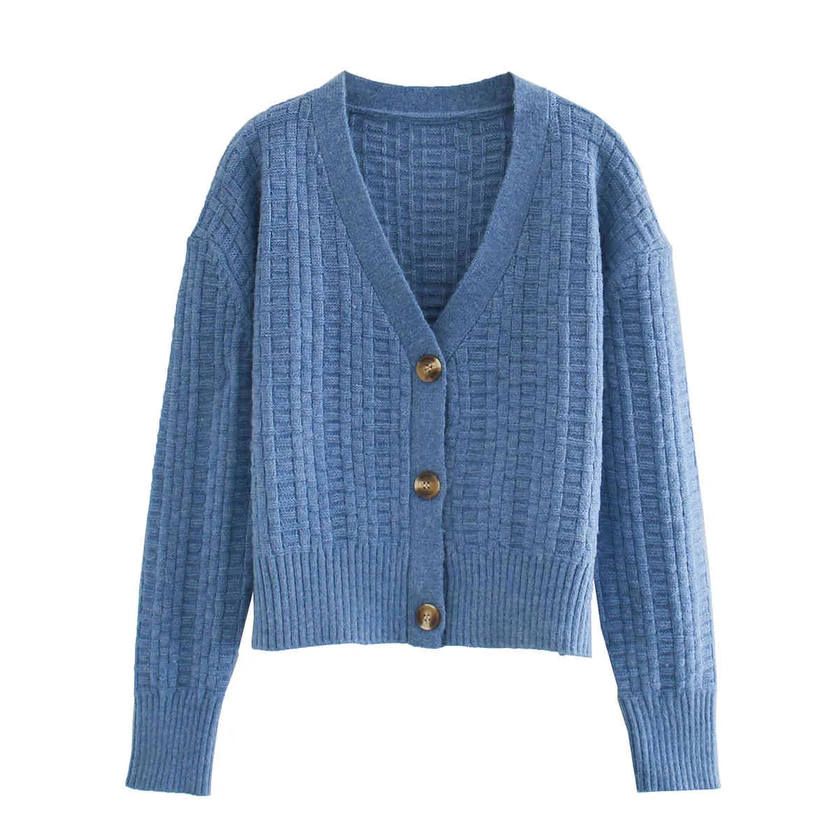 FORIDOL lavorato a maglia Blu Cardigan Cardigan Casual Casual Sweater Sweater Cardigan Autunno inverno Grigio Top Streetstyle 210415