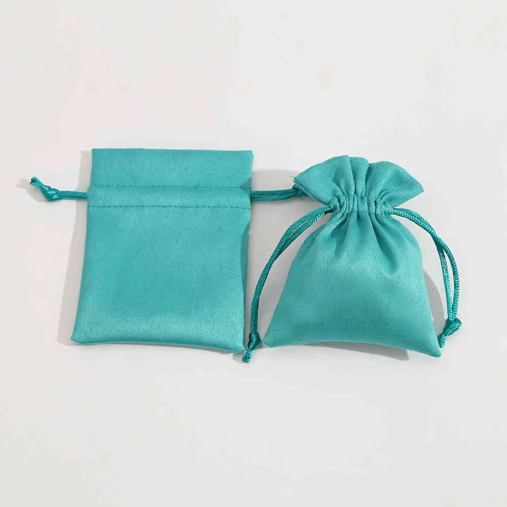 confezione di gioielli display velluto borsa con coulisse flanella verde scamosciato chic piccoli sacchetti confezione regalo orecchini anello collana