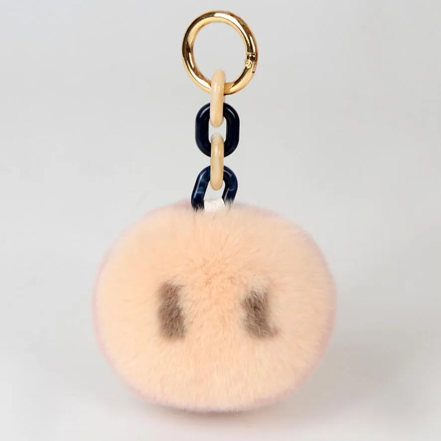 Riktig rex kanin päls keychain söt piggy näsa kvinnor väska hängsmycke bil nyckelring fluffig mjuk nyckel hållare smycken