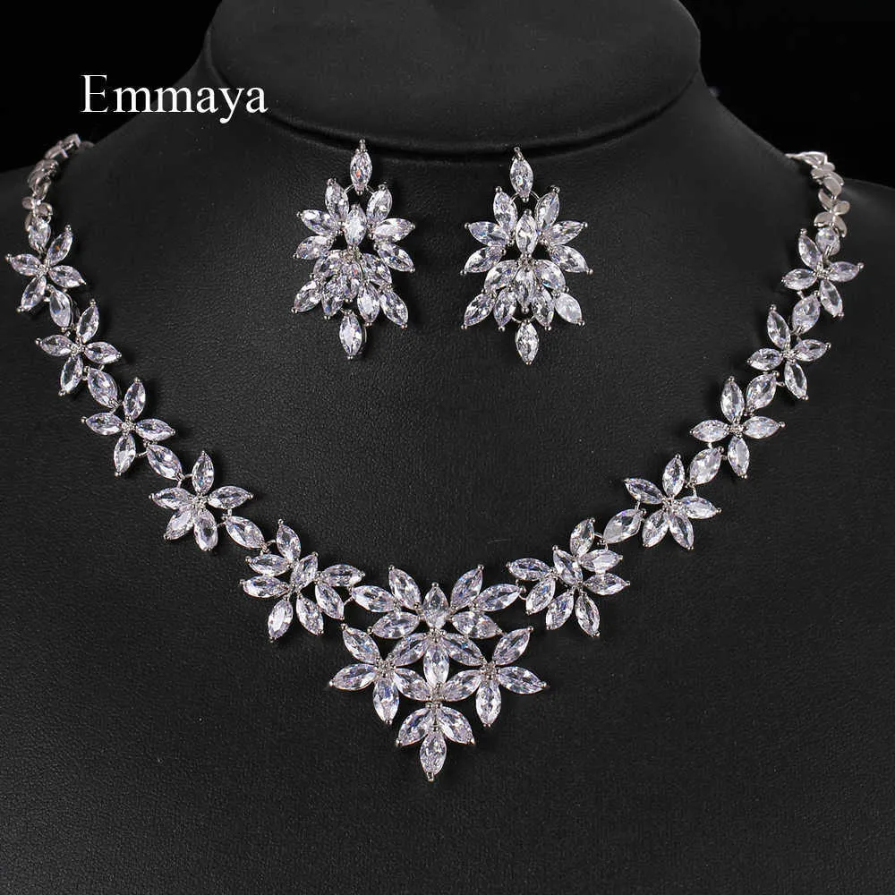 Emmaya Fashion Style Star Flower-shape Exquisite Necklace And Earring With AAA Zirconia Charming jewelry In Wedding Party Gift H1022