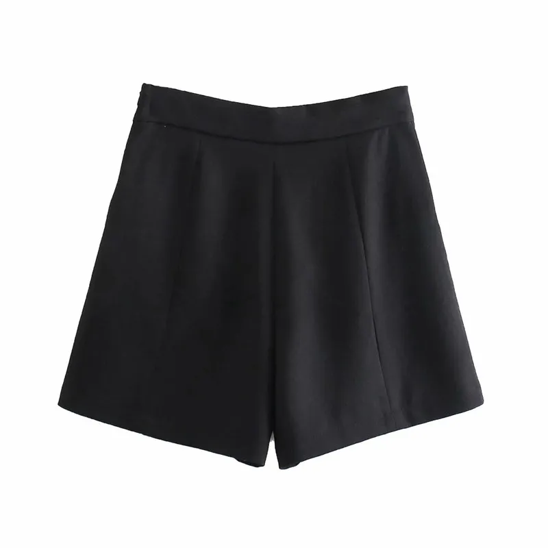 Short taille haute noir femmes bouton de mode élégant double boutonnage femme dames pantalons courts décontractés 210519