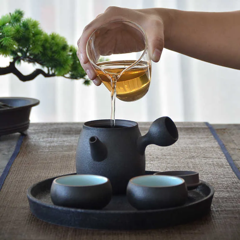 LUWU Seramik Kyusu Çaydanlıklar Çin Kung Fu Çay Tencere Drinkware 270ml 210621