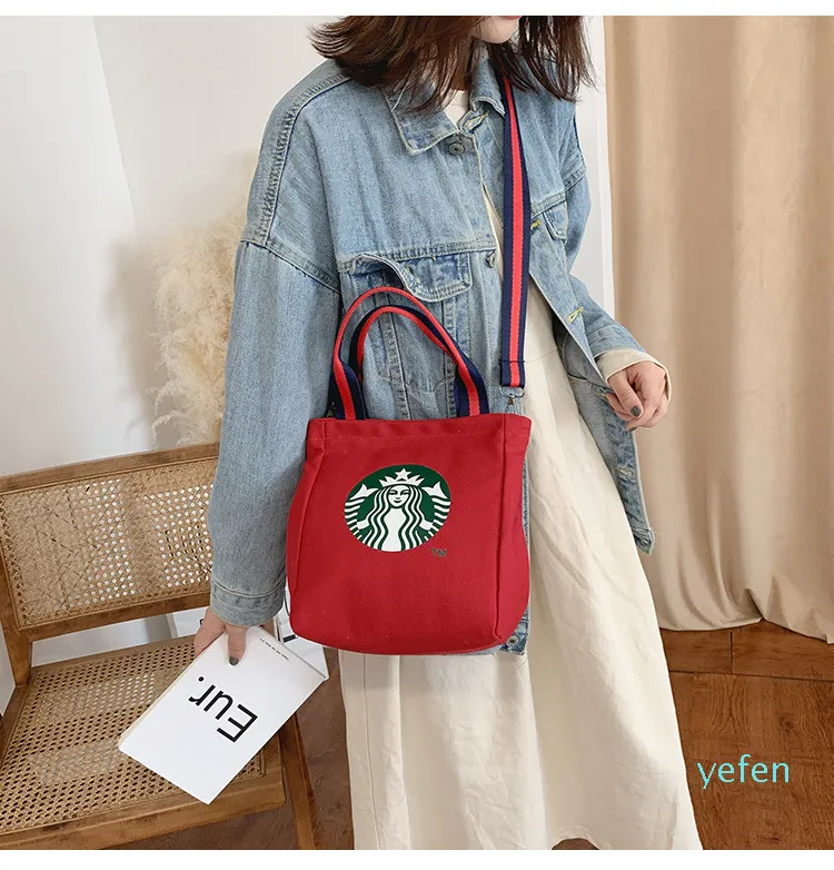 Sacos de bolsas coreanas para mulheres sacos de ombro de moda Starbucks Crossbody Organizer Fresh Lady Lady Sacos de compras Preppy S227Z