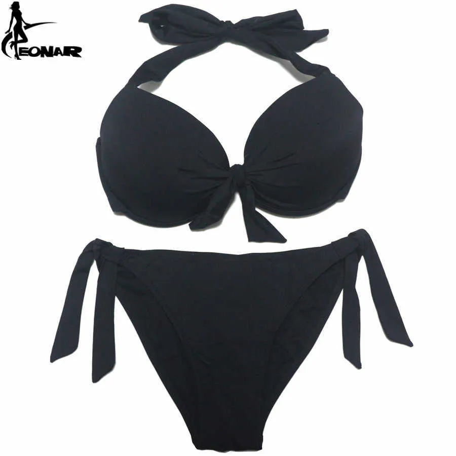 Eonar bikini solid baddräkt push up set brasilian cut / classic botten baddräkter sexig plus storlek baddräkt 210624