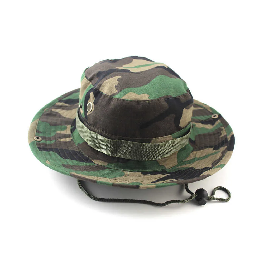 Nouveaux chapeaux de seau en plein air Jungle militaire Camouflage Bob Camo Bonnie chapeau pêche Camping Barbecue coton escalade chapeau Q0811237U