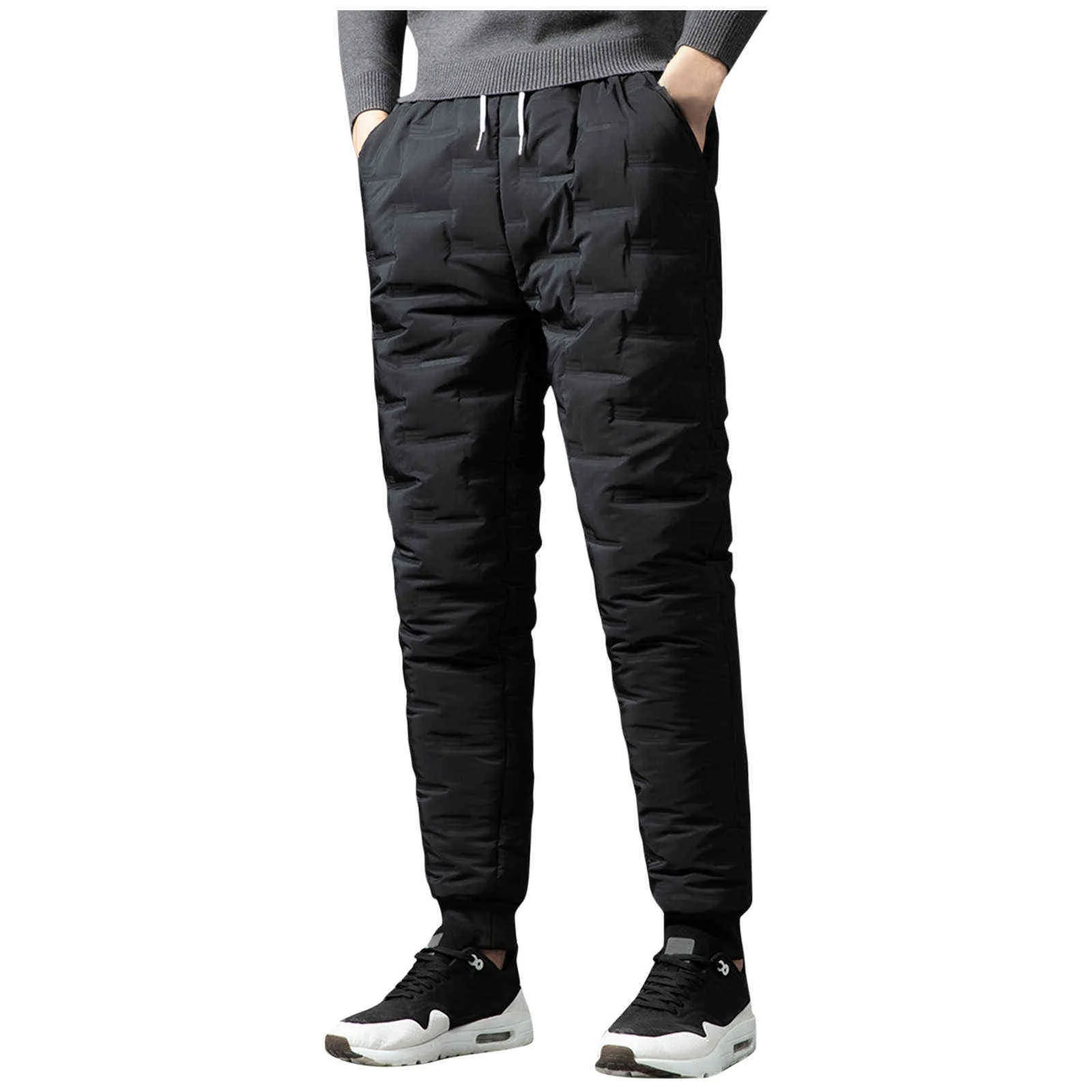 Gepolsterte Herrenhose, Baumwollhose, lässig, warm, solide, durchgehende Leggings, verdickte Tasche, Kordelzug, Hose, 211201