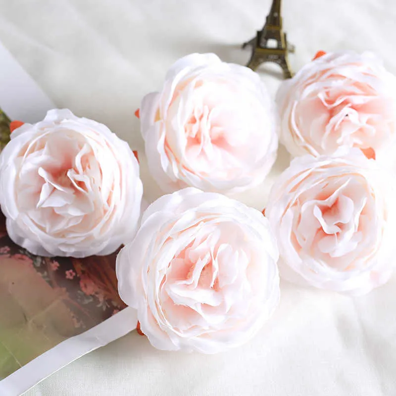 30 Teile/los 8 cm Große Künstliche Pfingstrose Rose Seidenblumenköpfe Für Hochzeitsdekoration DIY Kranz Scrapbooking Handwerk Gefälschte Blumen 210624