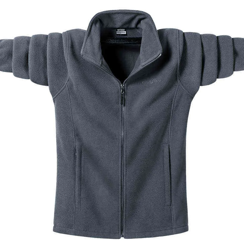 Hommes Automne et hiver Veste polaire Col montant Cardigan Sports Randonnée en plein air Camping chaud Lâche Agrandi 9XL 211110