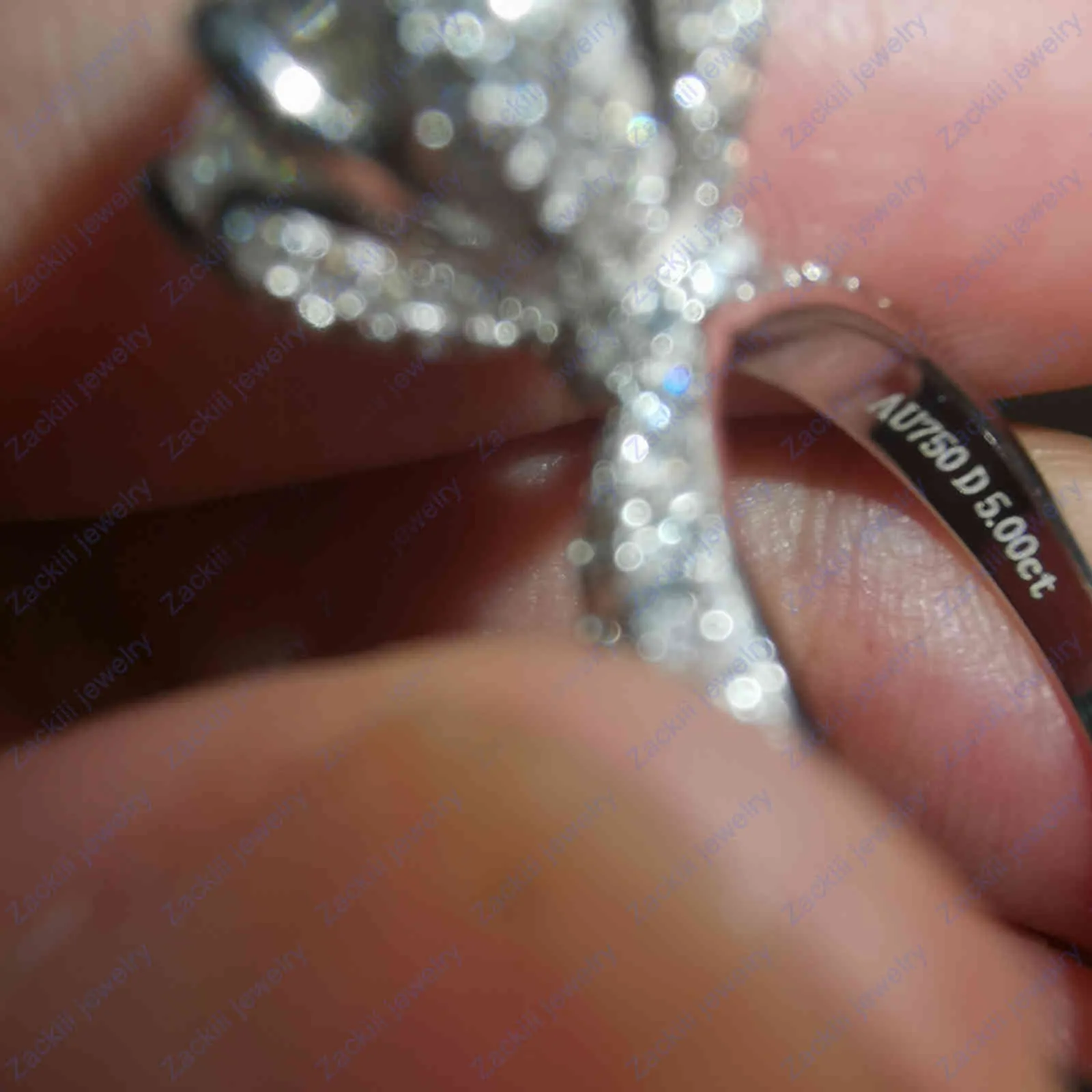 Aangepaste naam Ceried 5 karaat diamanten verlovingsring vrouwen 14K wit goud sterling zilveren bruids moissanite ringen trouwband2152074
