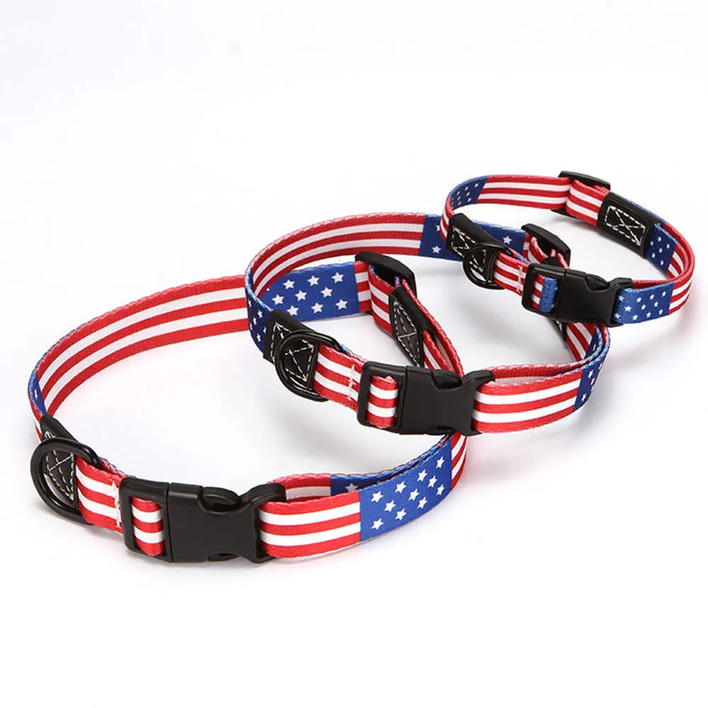 Amerikanische Flagge gedruckt Leine Kragen Pet Safety Dog Gehen Geeignet für S und Katzen 211006