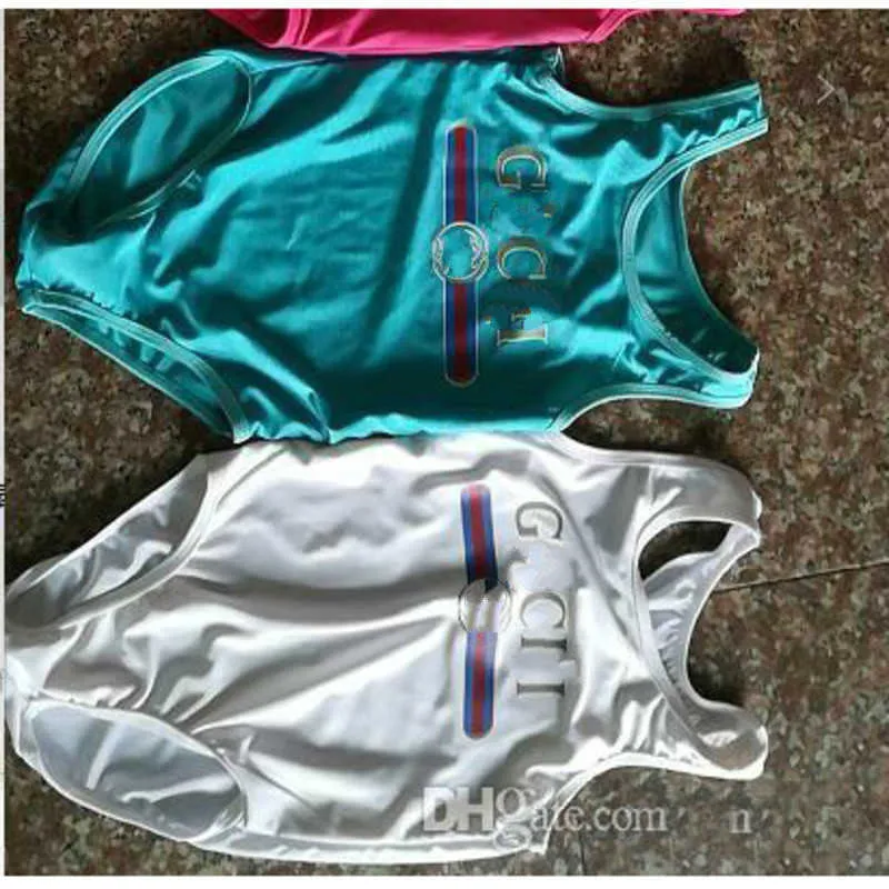 Ins selling high end one piece baby girls jumpsuits swimwear printing letter swimsuit kids beach clothing 2T8T AL18877983