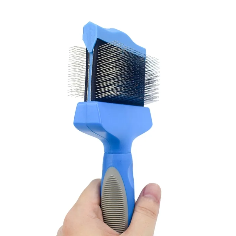 Brosse double face pour animaux de compagnie, poils de chat, poils de toilettage, perte, nettoyage, peigne de massage, outil de coiffure pour chiens de petite, moyenne et grande taille