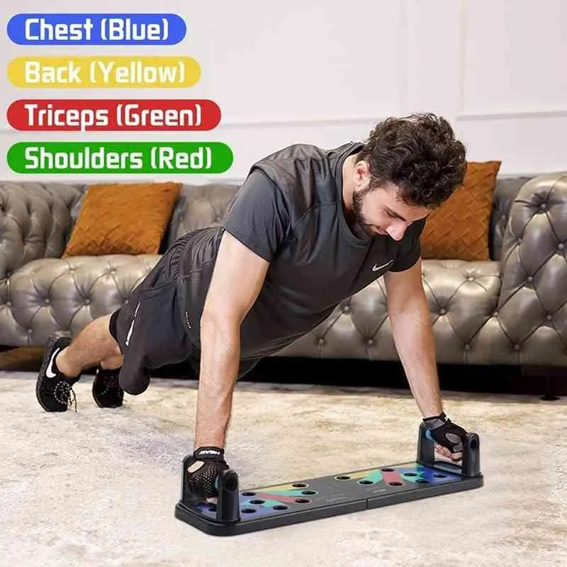 9 in 1 Push Up Rack Board Men Women Comprehensive Fitness Exercise Push-up Stands Body Building Sport Home Gym Workout Equipment X0524