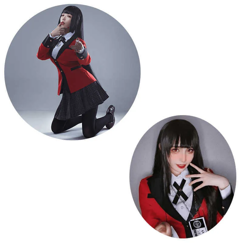 Anime Kakegurui Jabami Yumeko Cosplay Costumes uniforme joueur compulsif uniformes perruques Costume Halloween femme Costume de fête Y0913