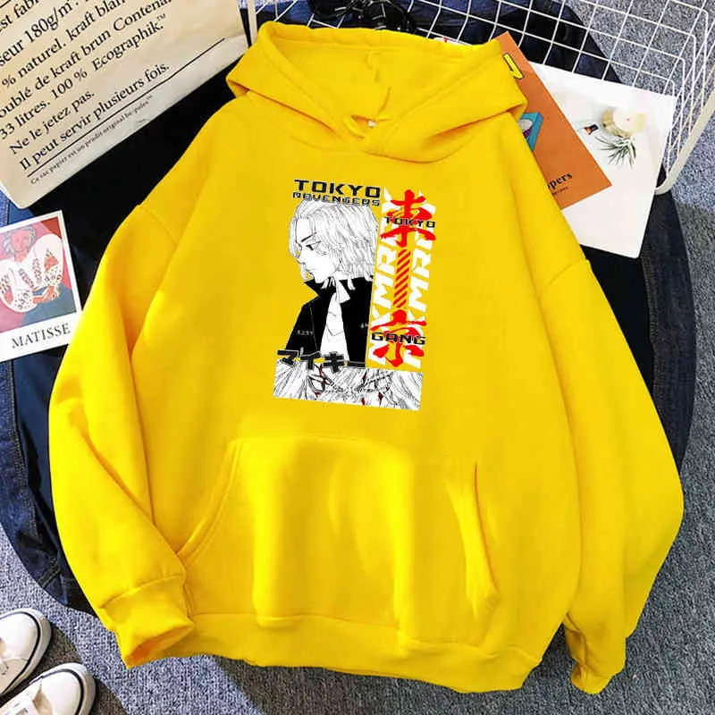 Sano Manjiro Mikey Tokyo Revengers män Hoodie Cartoon New Hoody Fashion Oversize Anime Kläder Höst Loose Fleece Sweatshirt H1227