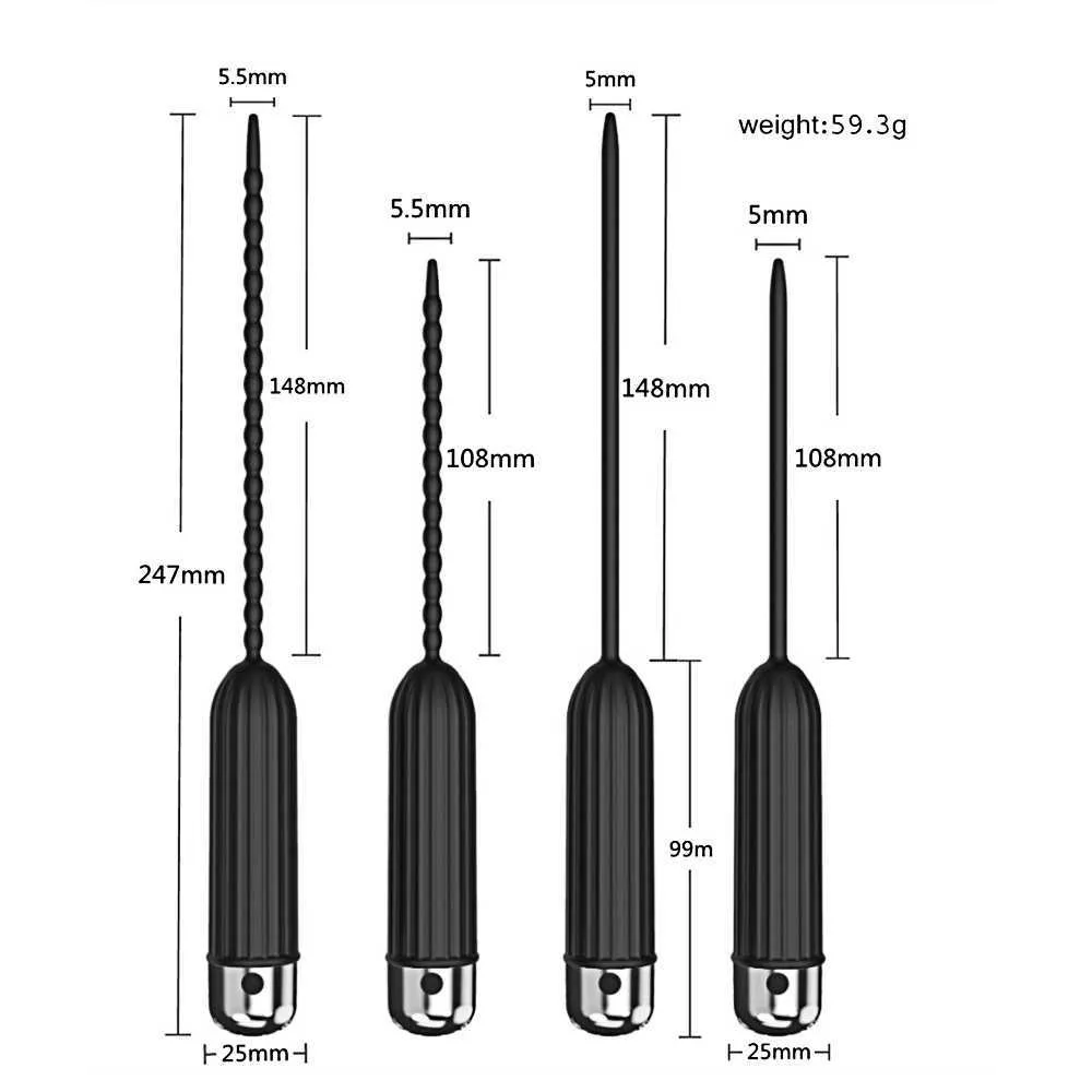 Massageföremål med kulvibrator 10 Frekvenskateter mjuk urinrörsljuddilator penis plug Insertion sexleksaker för man5162320