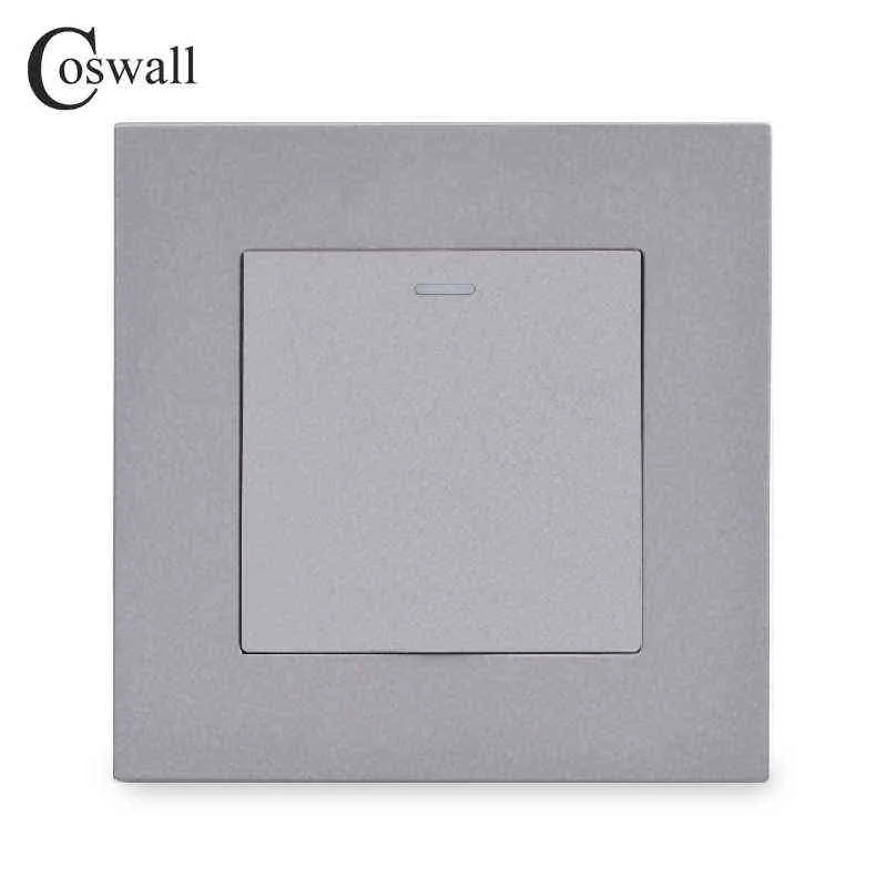 COSWALL Simple Style PC Panel 1 Gang 1 Way On / Off Light Switch Wall Rocker Switch White Black Grey Gold Color AC 90-250V 16A W220314