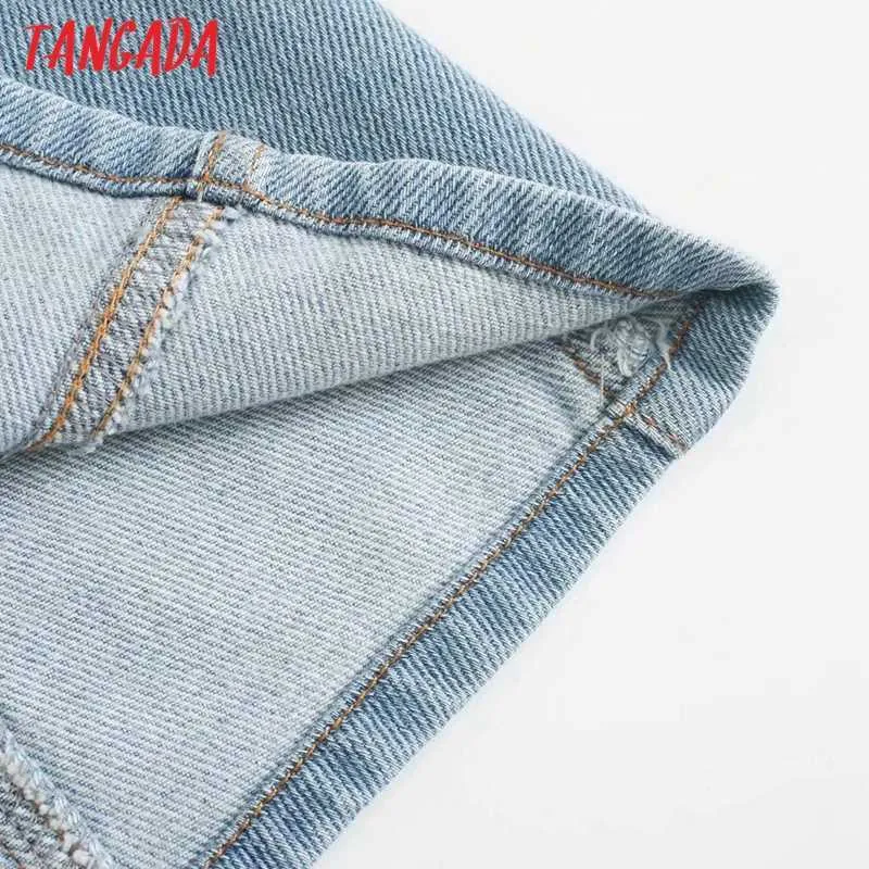 Tangada femmes été Denim blanc jupes Faldas Mujer boutons Style français femme Mini jupe 6P17 210609