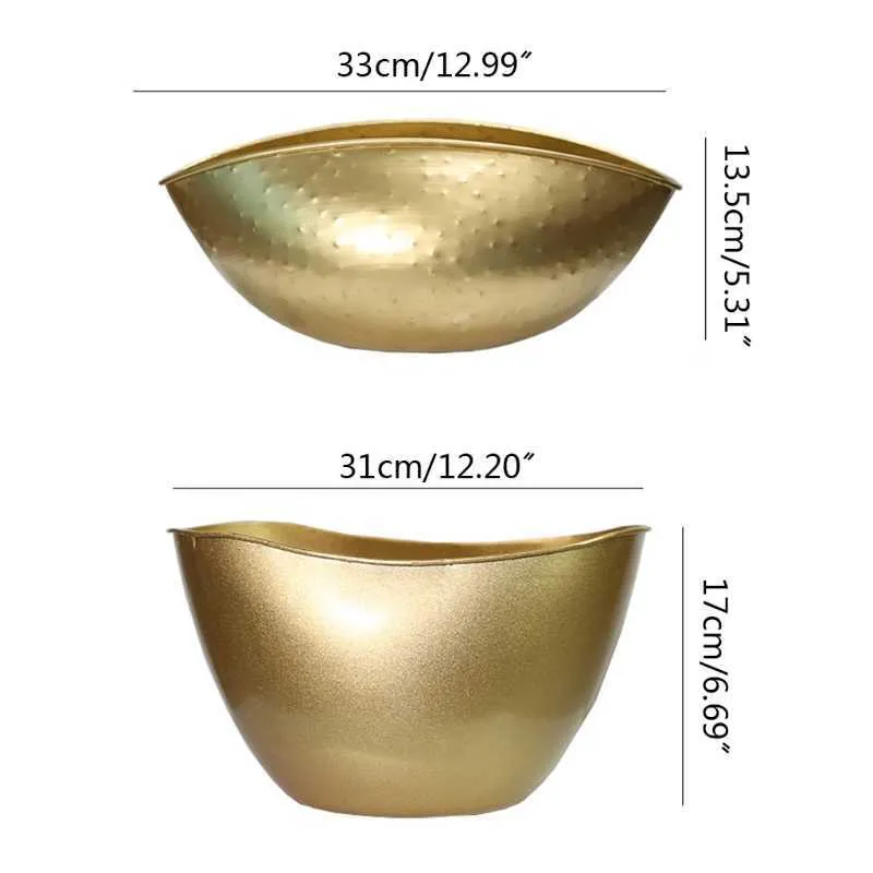 OOTDTY Goldfarbener Metall-Blumentopf, Pflanzgefäß, Vase, Sukkulenten-Behälter, Ornament, Heimdekoration, Innen- und Außenbereich 210712244x