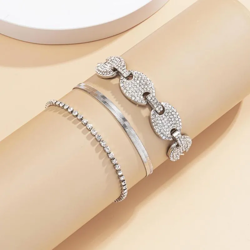 Set di donne in lega multistrato integrale di braccialetti brillanti braccialetti di gioielli Accessori gioielli Set Charm296n