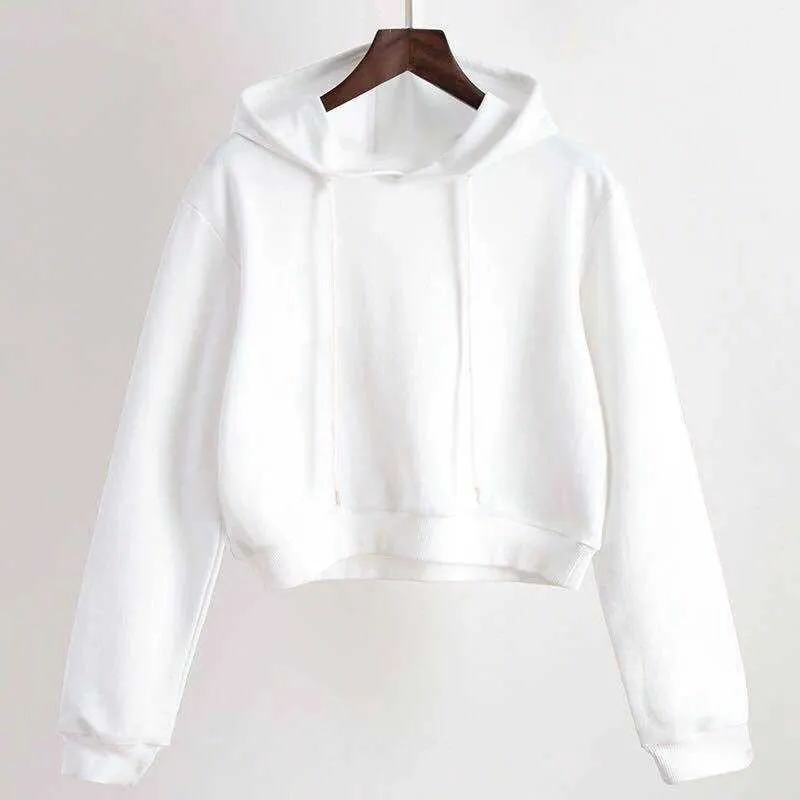 Black Rosa Branco Hoodie Mulheres Kpop Sólida Estúdio Estética Coreano Harajuku Hoodies Mulheres Crop Top Out Outono Inverno Roupa 210805