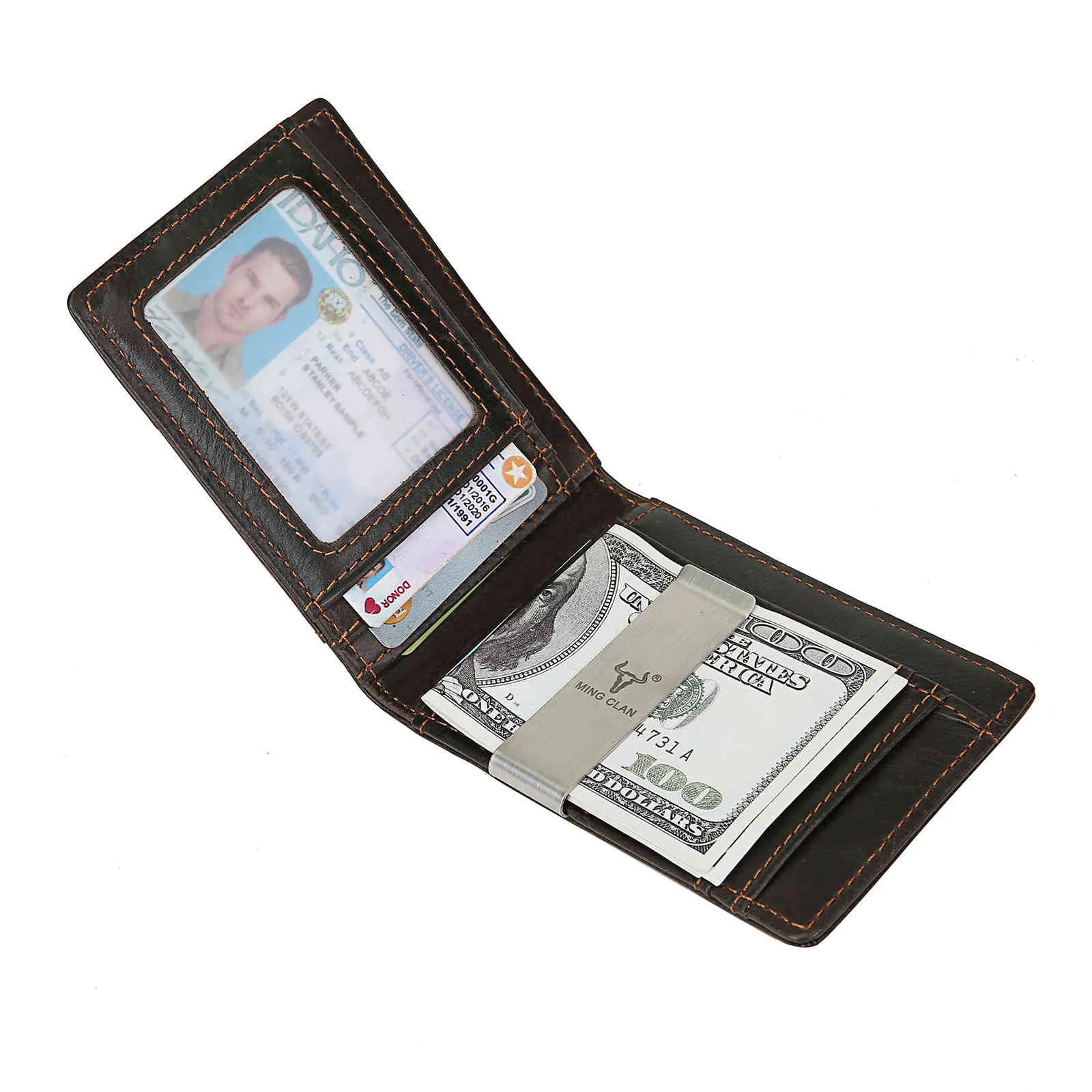 Rfid läder smal plånbok för män pengar klipp minimalist smart manlig handväska korthållare med blixtlås myntficka253w