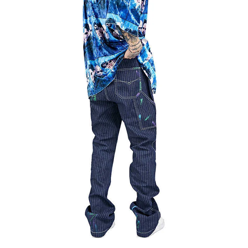 SWAG Splash Mürekkep Mikro-Flare Kot Hip Hop Çok Renkli Boyalı Denim Pantolon Erkekler Kadınlar Streetwear Slim Fit Denim Jean 2021 C0607