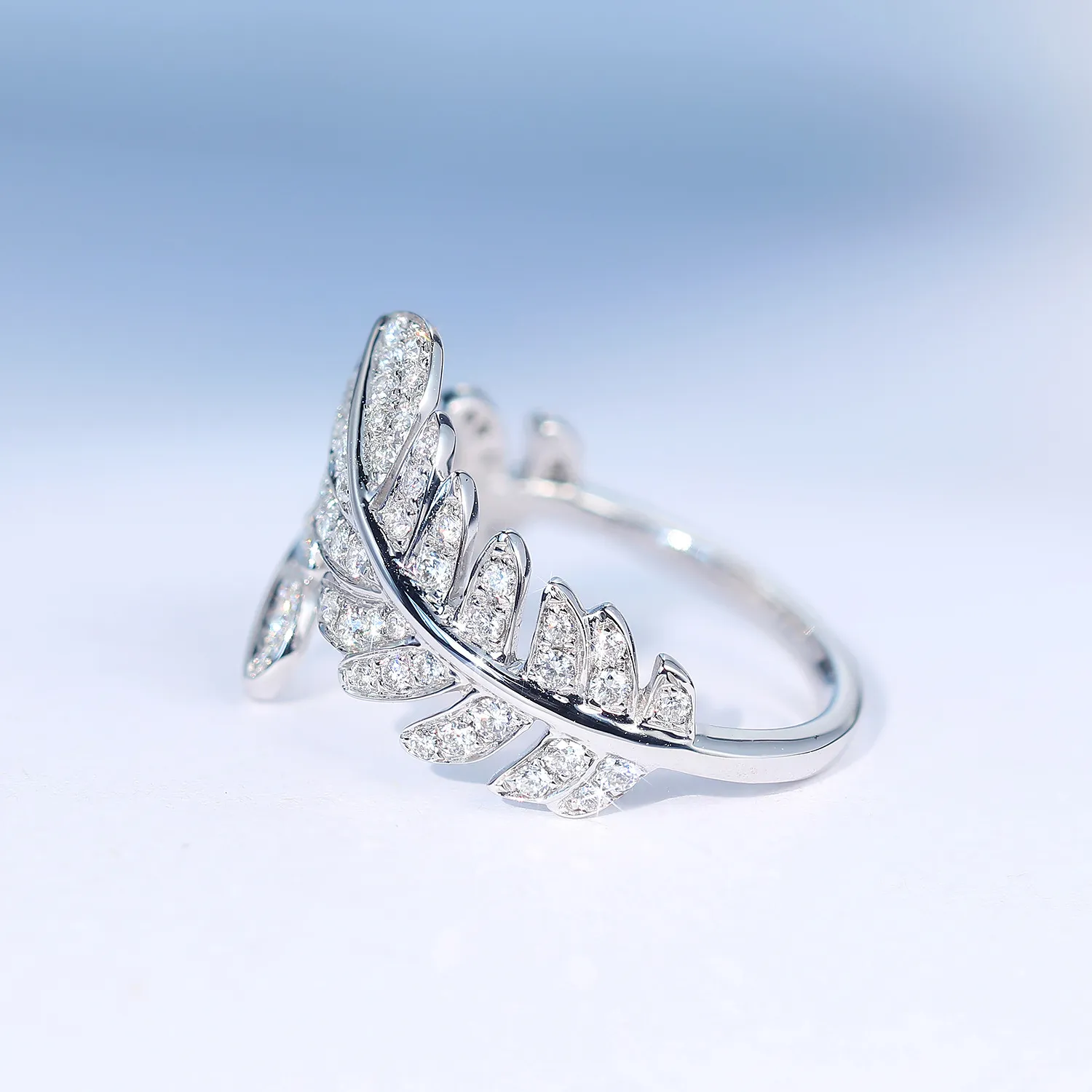 Sterling Silver 925 Ring Fine Diamond Jewelry Feather Silver 925 Jewelry Bizuteria Anillos De Wedding Diamond Ring