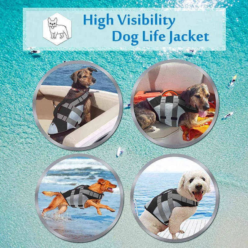 Benepaw Comfortable Dog Life Jacket Reflective Strips Rescue Handle Durable Swimming Vest Dog Summer Clothes Puppy Float Coat 211106