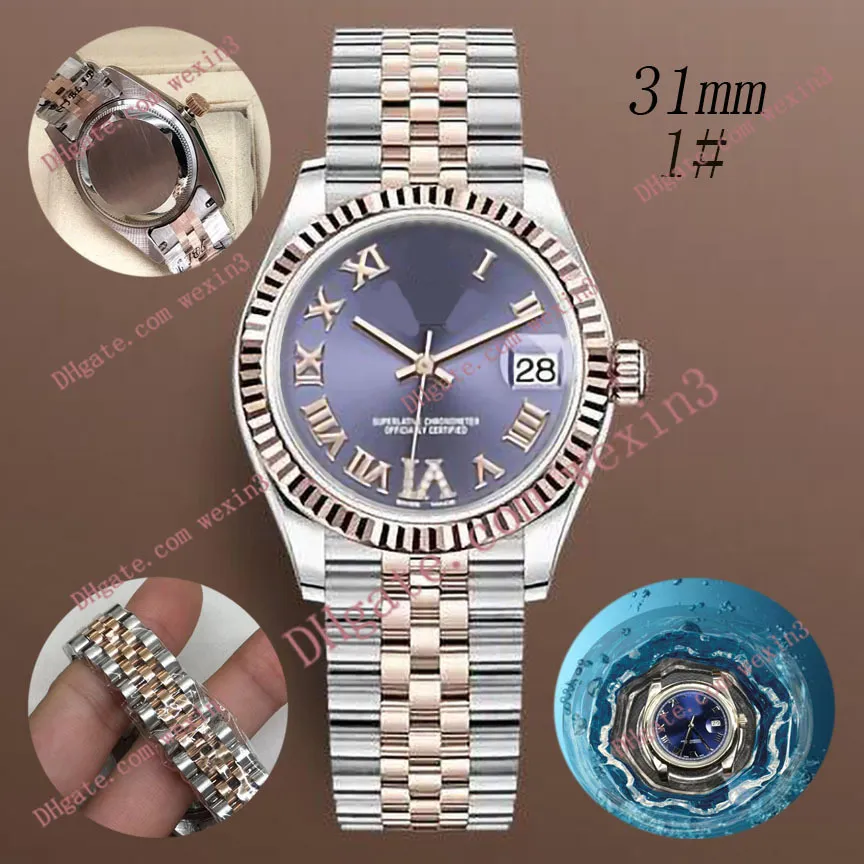 31 mm Diamond Woman Watch Ladies Six Clock Roman Numerals Golden Jubilee Band Montre de Luxe Deluxe 2813 Automatyczna stal 2185