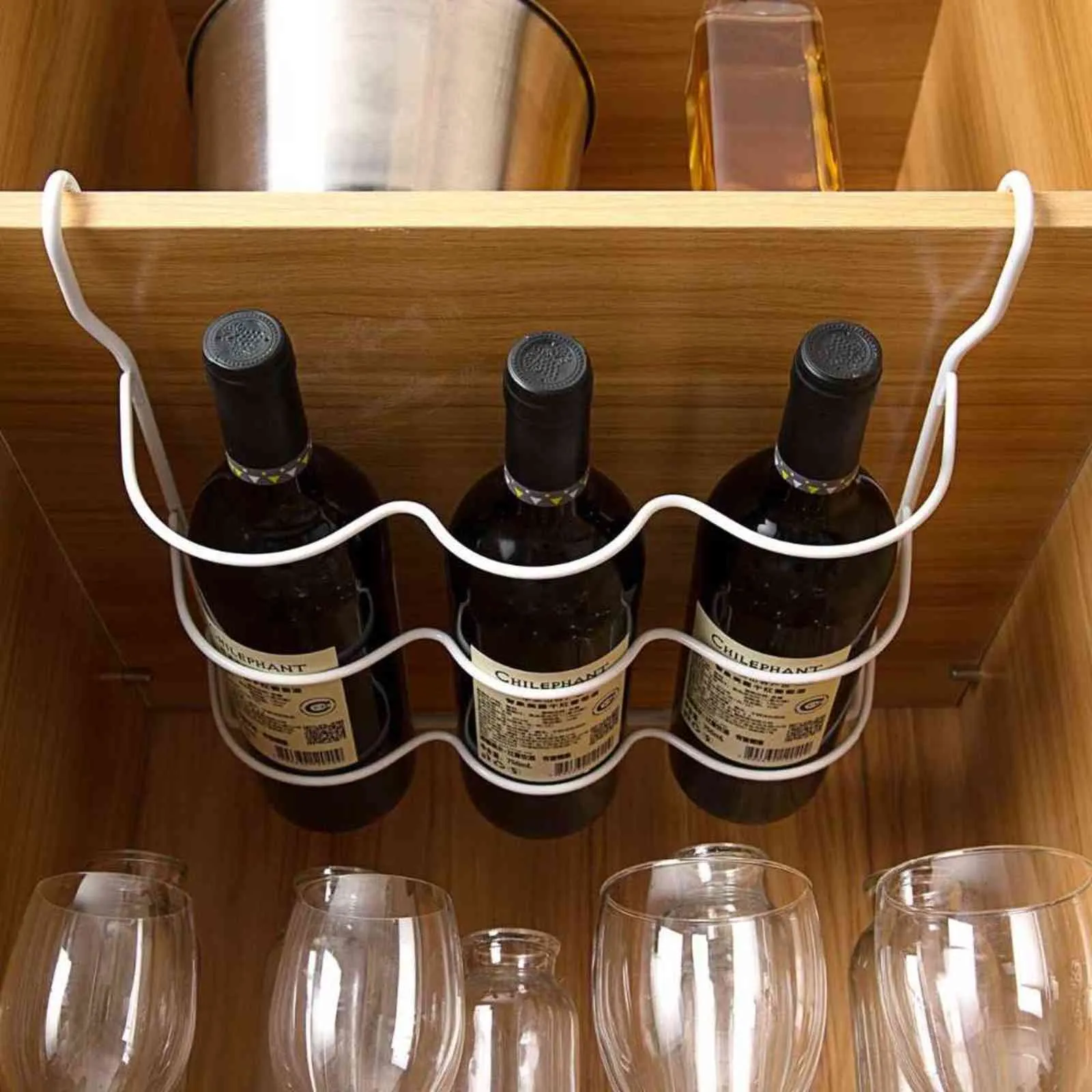 Kylskåp Organizer Kök Spacer Layer Storage Beer Rack Hylla Kylskåp Flaska Vinhållare Varukorg Pantry Cabinet Tools 211112