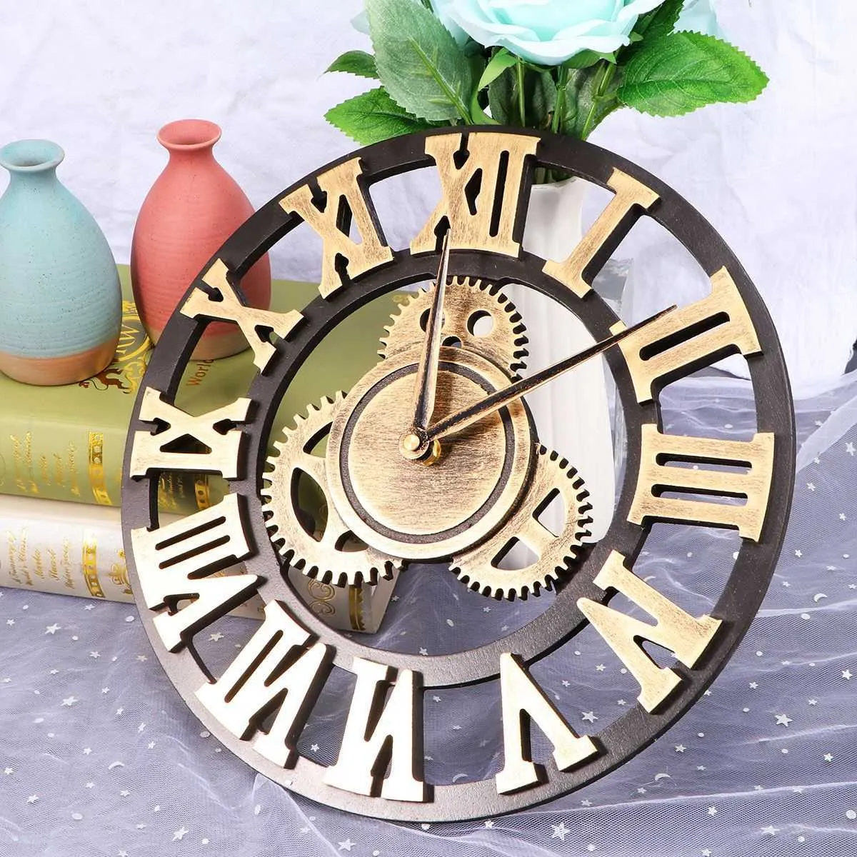 Home Living Room Decor Industrial Creative Gear Wall Clock Decorative Retro Wall Decoration Salon el Cafe Vintage Wall Watch 210930