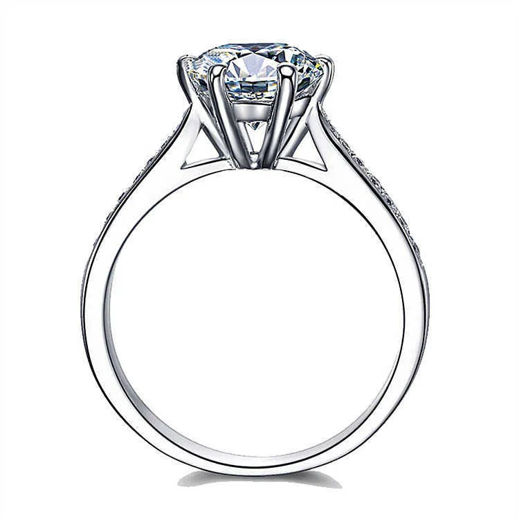 Womens Rings Crystal Jewelry Fashion Six Claw Group Diamond Zirkonium Ring Opening Klassieke Cluster voor vrouwelijke bandstijlen