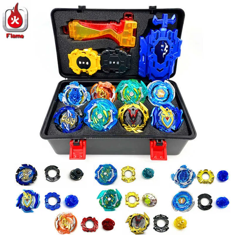 Laike Burst Toolbox Set Flame Limit Version Spinning Top with Sparking Launcher Handle Receiving Stroage Box For Child Gift