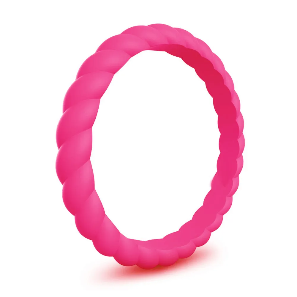 Nuovo anello da donna in silicone alimentare FDA da 3 mm le donne Fedi nuziali Sport Anello da dito colorato in gomma intrecciata flessibile ipoallergenica