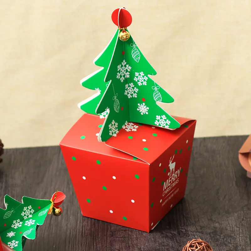Julklapp packning låda barn godis äpple med bell paket lådor xmas träd älg mönster gåvor wrap party dekor ornament bh4869 tyj