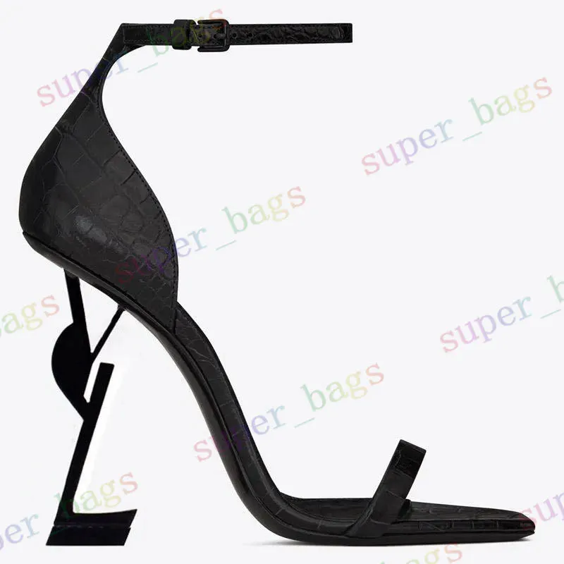 Stilett klackar sandaler lyxiga designers mode klack kvinnor skor klänning sko sommar damer glidare storlek 35 till 43