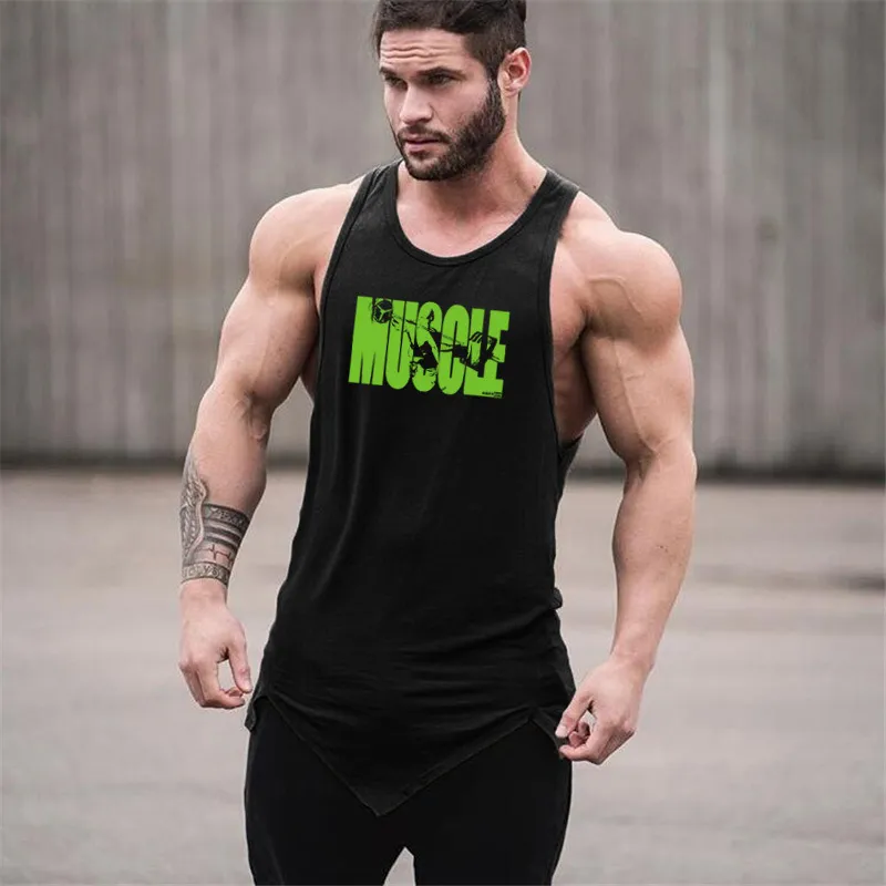 Muscleguys Débardeur Hommes Gym Vêtements Streetwear Solid Vest Hommes Bodybuilding Vêtements Fitness Tanktop Entraînement Chemise sans manches 210421