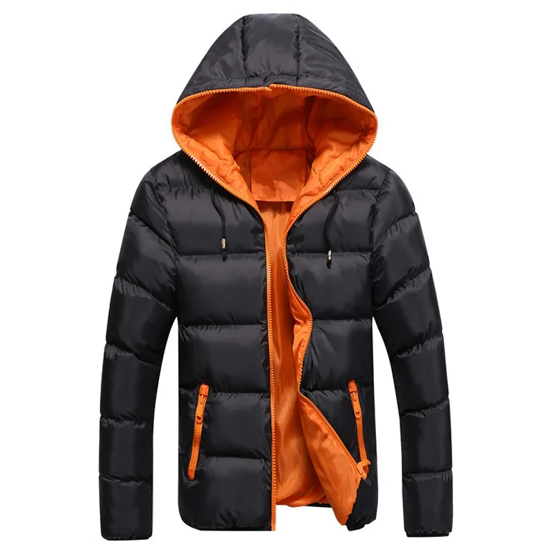 Homens outono inverno jaqueta parkas cor sólida algodão acolchoado masculino casual casacos com capuz outerwear UE tamanho xs-3xl