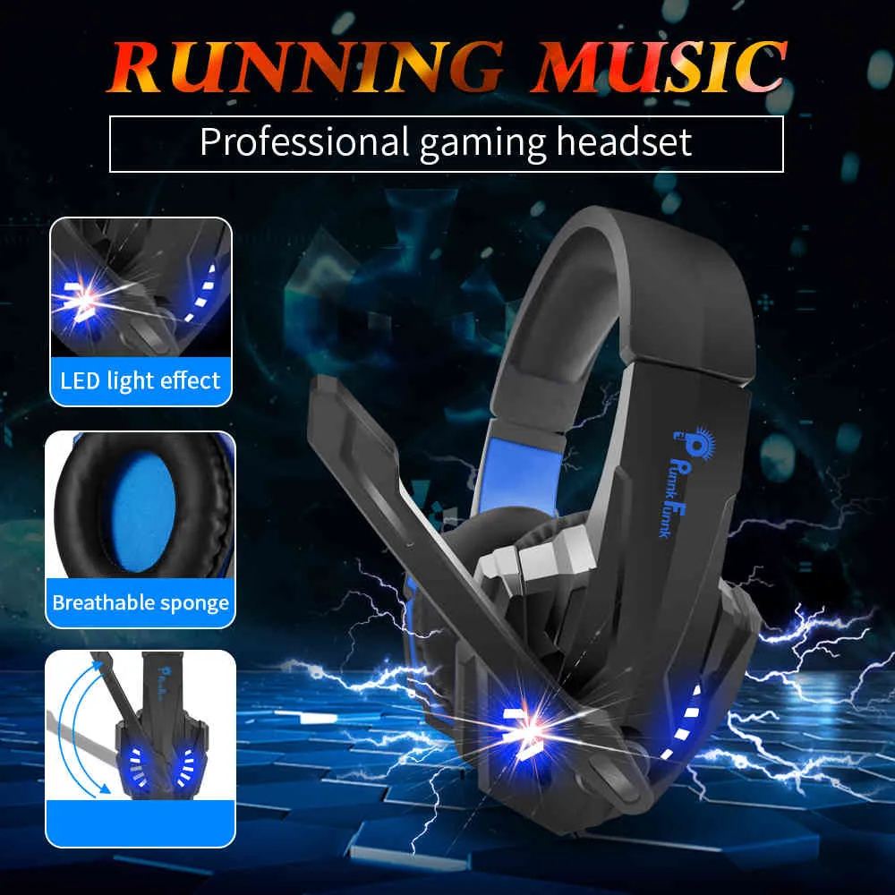 Professionele Gaming Hoofdtelefoon LED Licht Bass Stereo Ruisonderdrukking Mic Gamer Headset PS4 PS5 Xbox Laptop PC Wired Headset